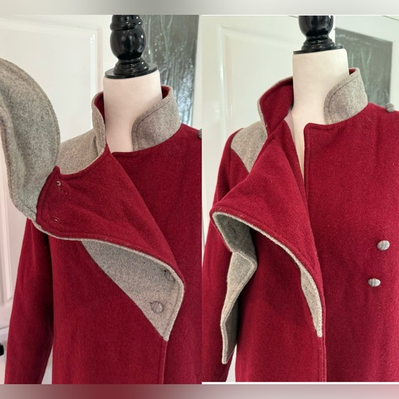 VTG 🇨🇦 Made in Canada 70s Mod Wool Coat Colour Block Contrast Scarf - S - Picture 7 of 15